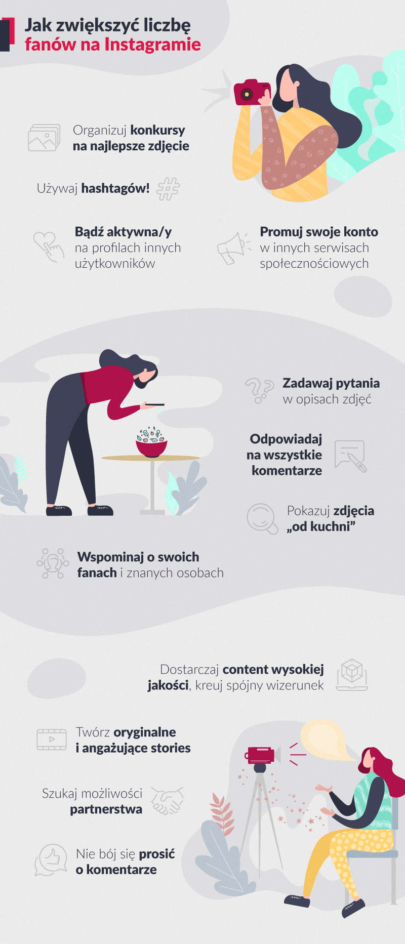 Jak zwiększyć liczbę followersów na Instagramie – infografika