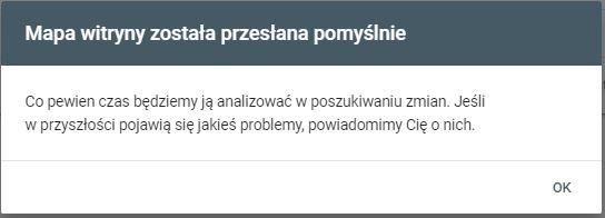 Mapa witryny została przesłana poprawnie - komunikat