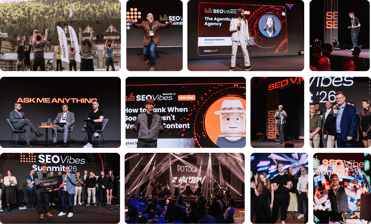Kolaż zdjęć z SEO Vibes Summit - trzeci dzień konferencji