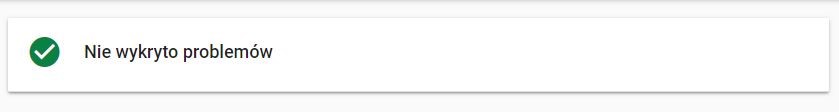 Nie wykryto problemów - komunikat w Google Search Console