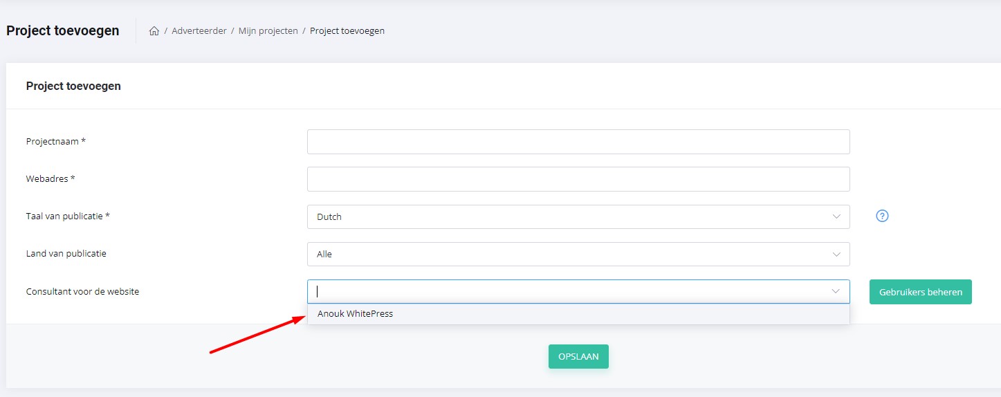 Project toewijzen aan subaccount