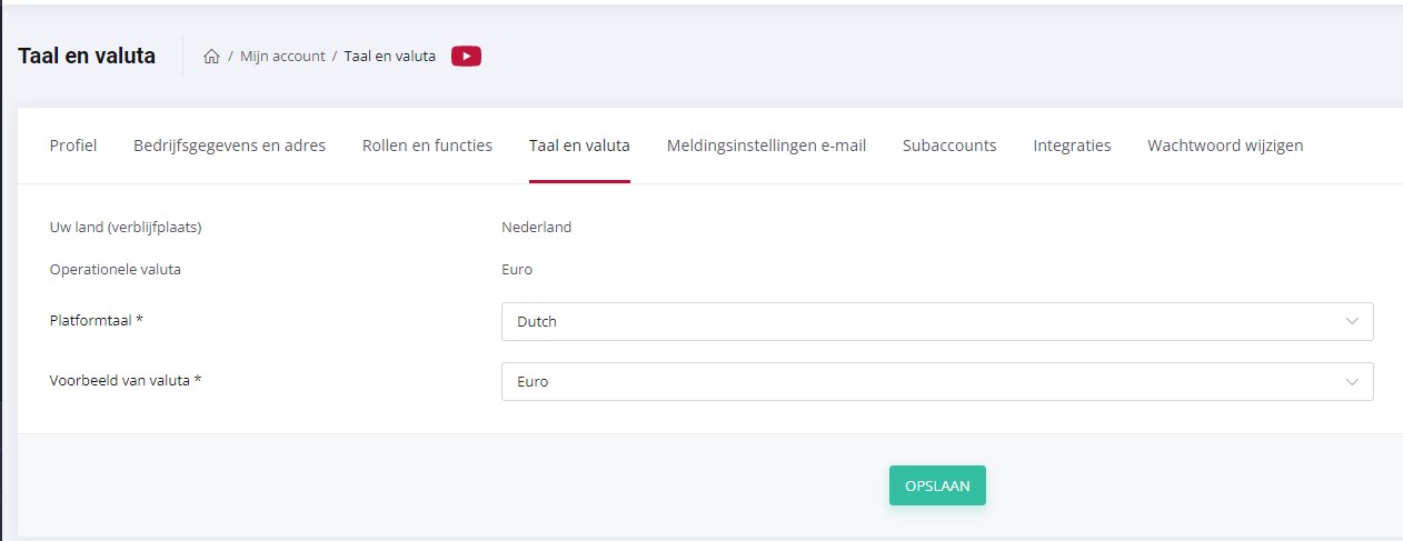 Instellen van de platformtaal bij WhitePress