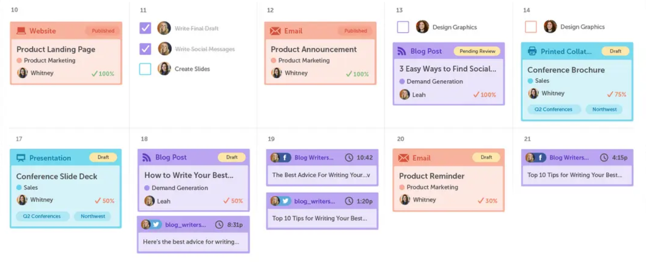 Screenshot CoSchedule