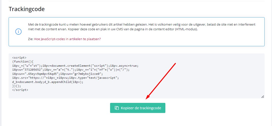 Trackingcode van WhitePress kopiëren