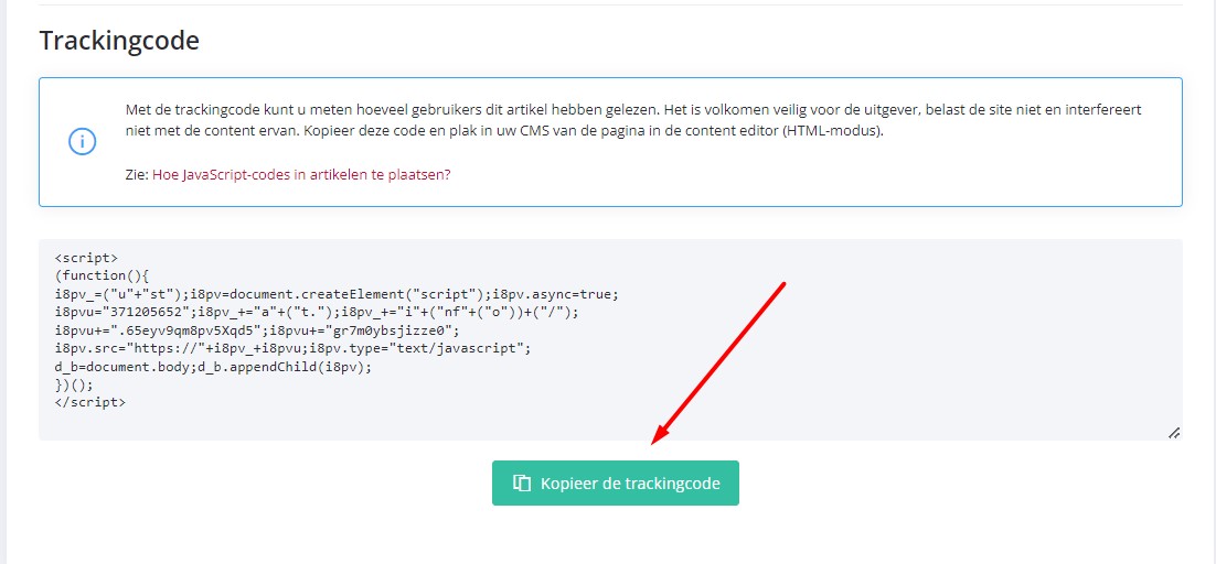 Trackingcode van WhitePress kopiëren