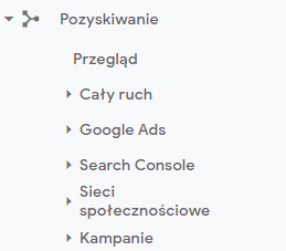 Pozyskiwanie w Google Analytics
