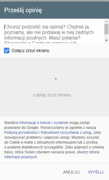 Przesyłanie opinii do Google