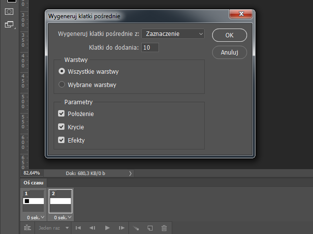 Tworzenie klatek przejściowych w photoshopie