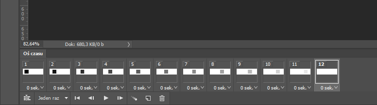 Utworzone nowe klatki przejściowe w photoshopie