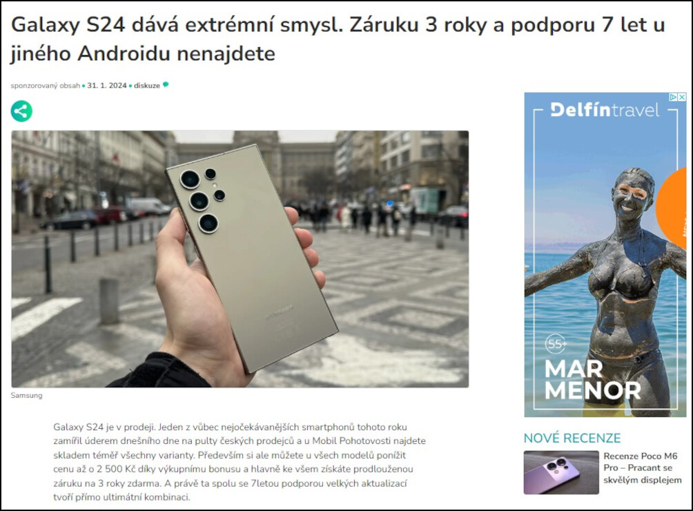 Sponzorovaný obsah ve formě článku galaxy s24