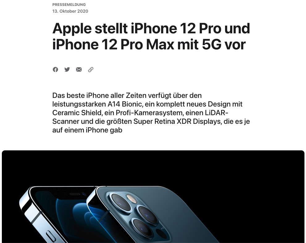 Apple iPhone 12 - Pressetext Beispiel