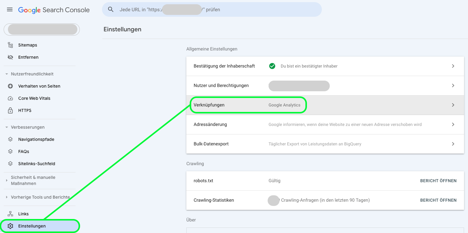 Google search console mit google analytics verknüpfen