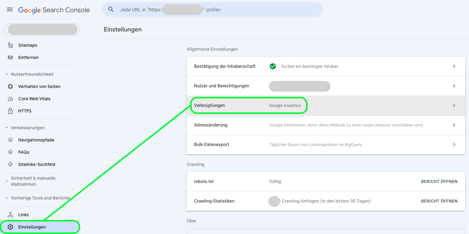 Google search console mit google analytics verknüpfen