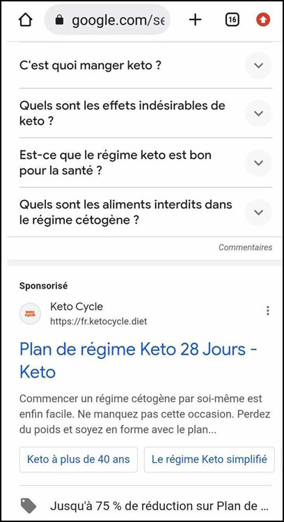 exemples de publicité native - Keto Cycle