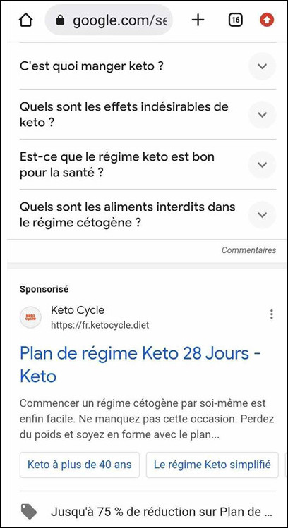 exemples de publicité native - Keto Cycle