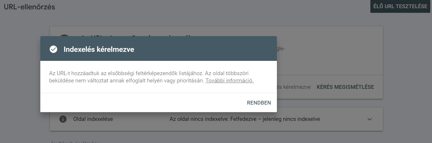  Az URL indexelésre lett küldve.