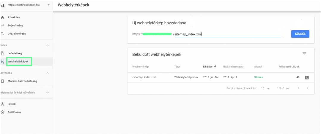 A webhelytérkép beállítása