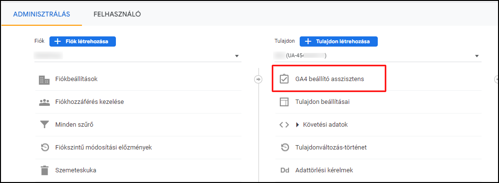 GA4 beállító asszisztens