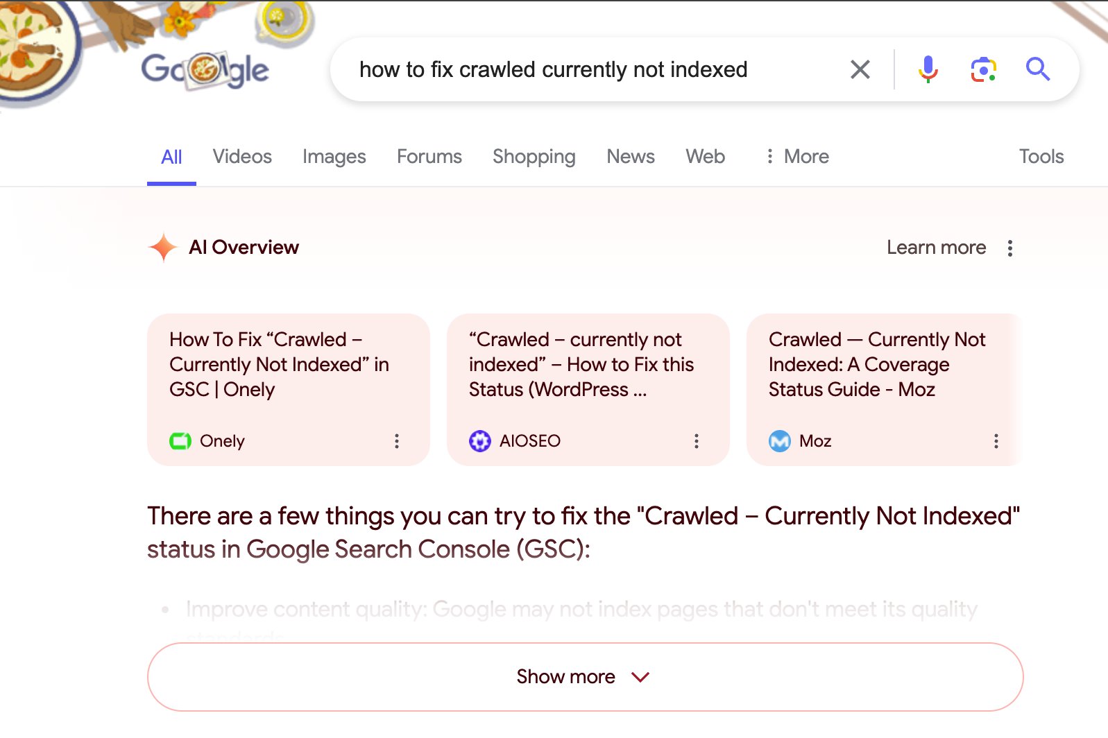 Google testuje wyświetlanie generowanych wyników AI Overviews poniżej trzema wynikami z różnych stron interentowych.