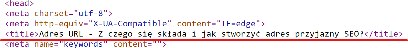 meta title w kodzie strony