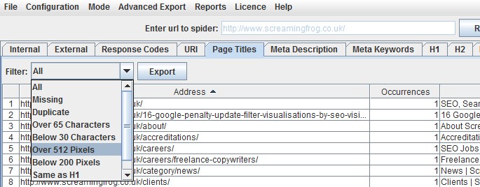 Jak za pomocą Screaming Froga znaleźć zbyt długie meta title?