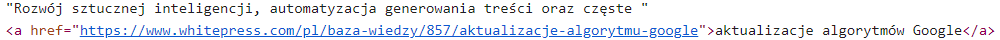przykład użycia anchora exact match w kodzie html
