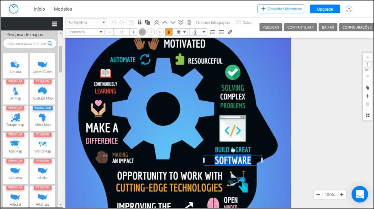 Venngage: área de trabalho