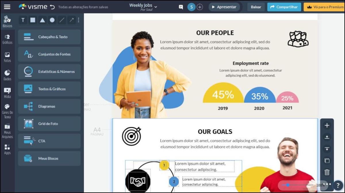 Visme: vista da área de trabalho
