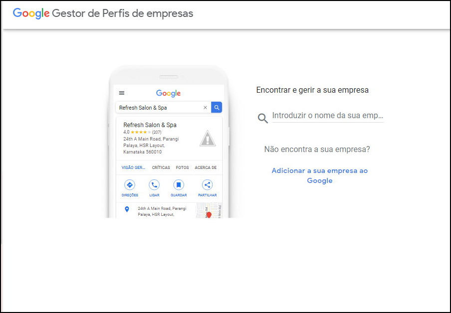 Crie o seu Perfil: introduza nome da sua empresa