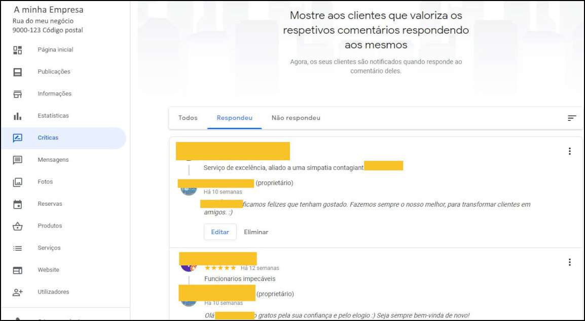 Perfil de Empresa: críticas
