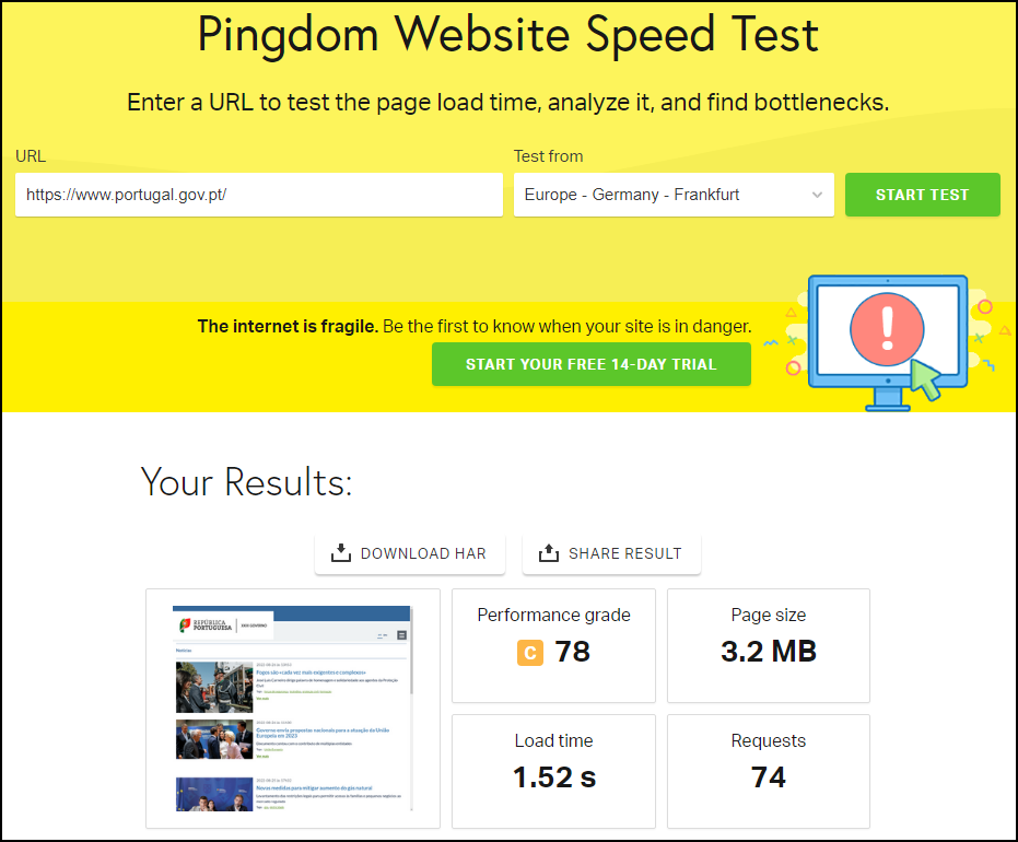 Pingdom Portugal.gov.pt