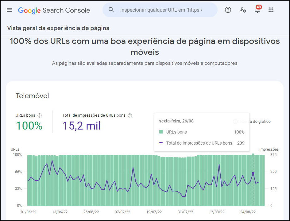 Search Console - experiência de página