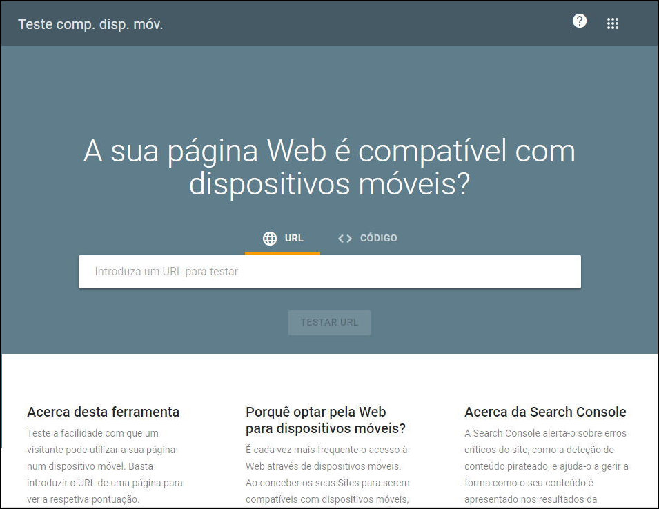 Teste de compatibilidade com dispositivos móveis