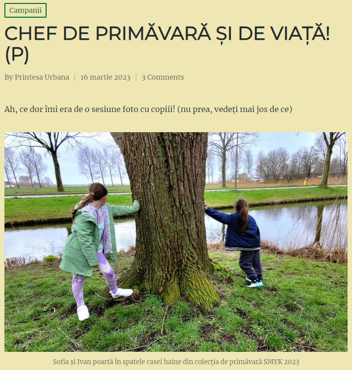 Exemplu de conținut sponsorizat pe blog personal: