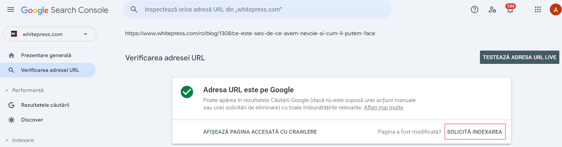 Raportează conținutul actualizat în Google Search Console
