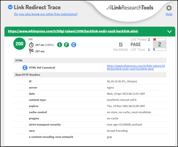 Link Redirect Trace