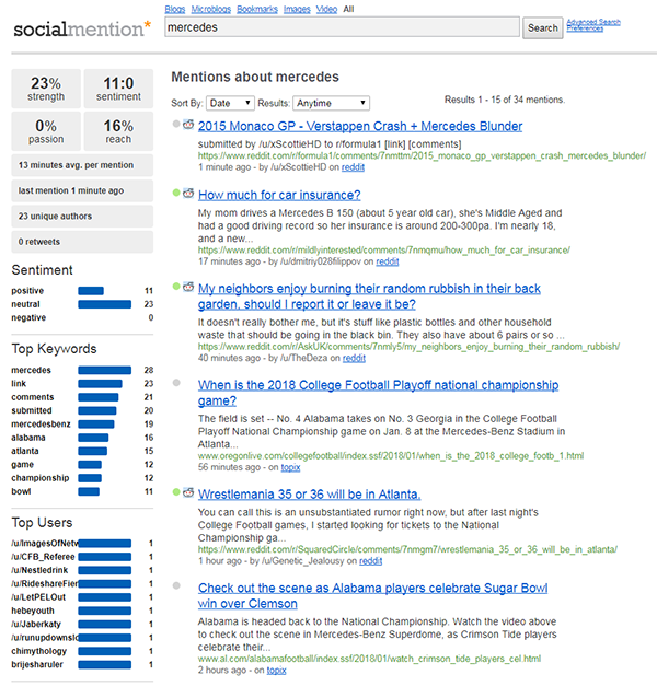 wyszukiwanie przy pomocy narzędzia socialmention