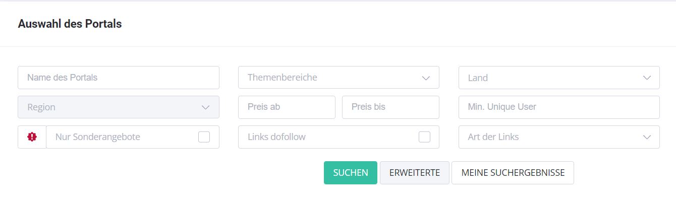 Auswahl des Portals