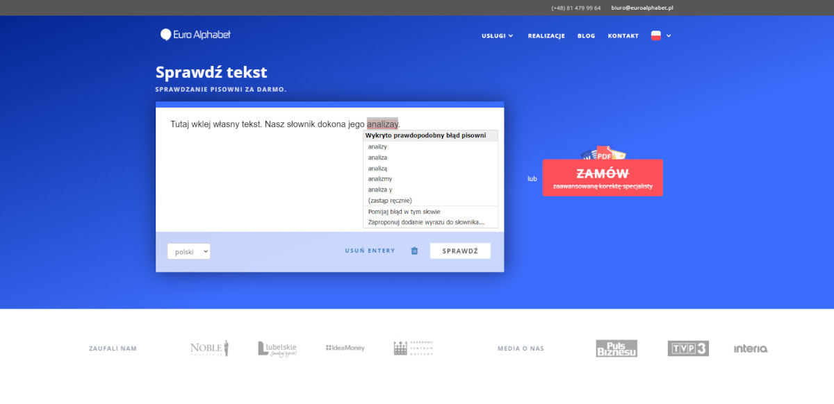 Sprawdzanie pisowni online - EuroAlphabet