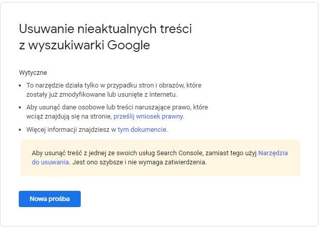 Usuwanie nieaktualnych treści z wyszukiwarki Google