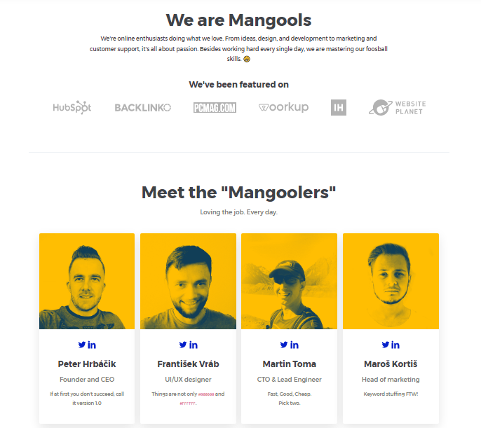 Mangoolers website - screen