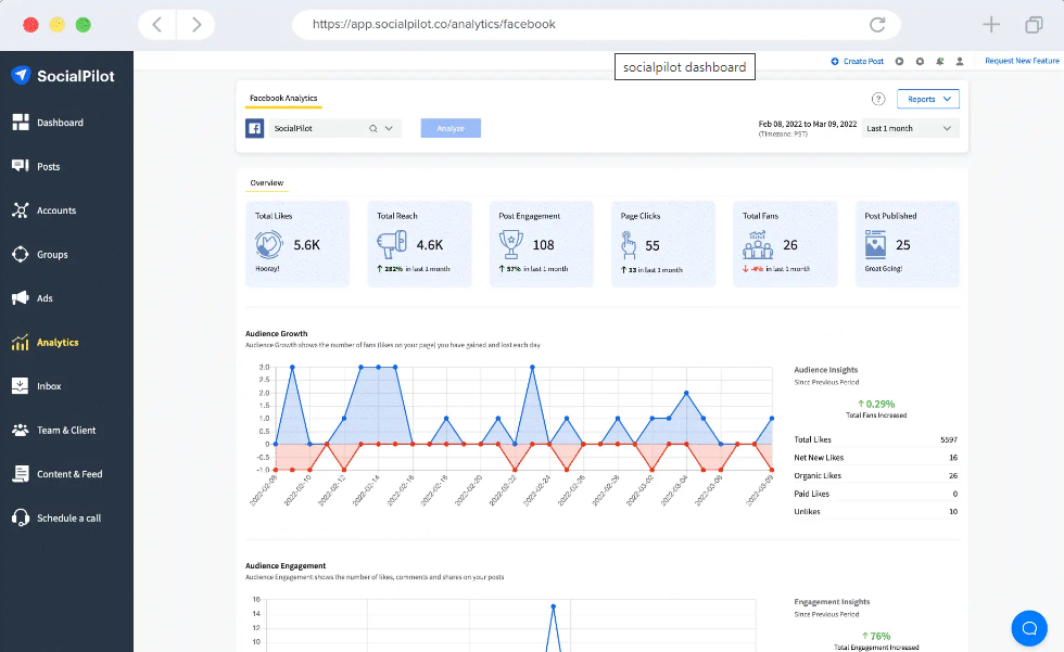 Social Pilot screen