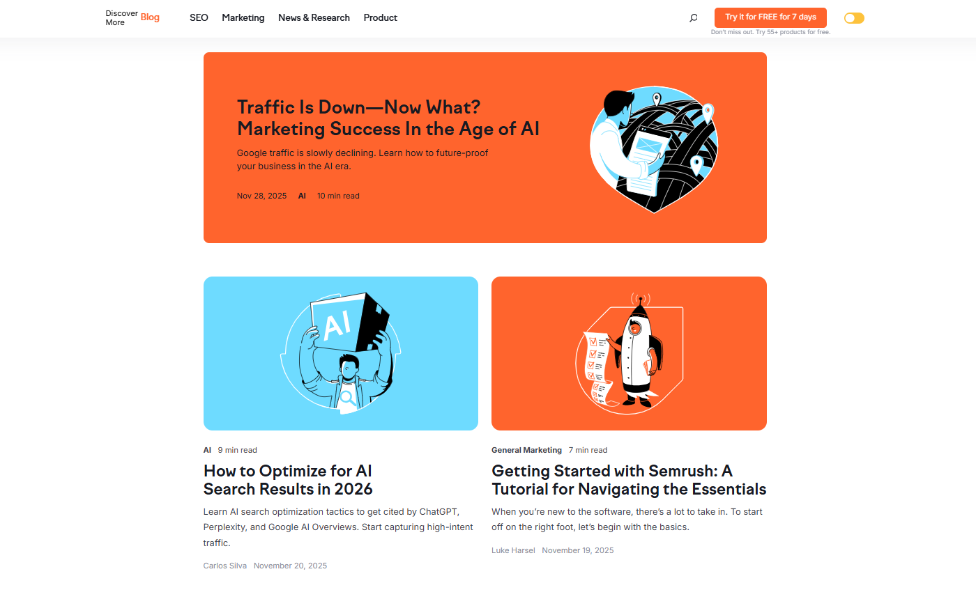 Semrush Blog screenshot