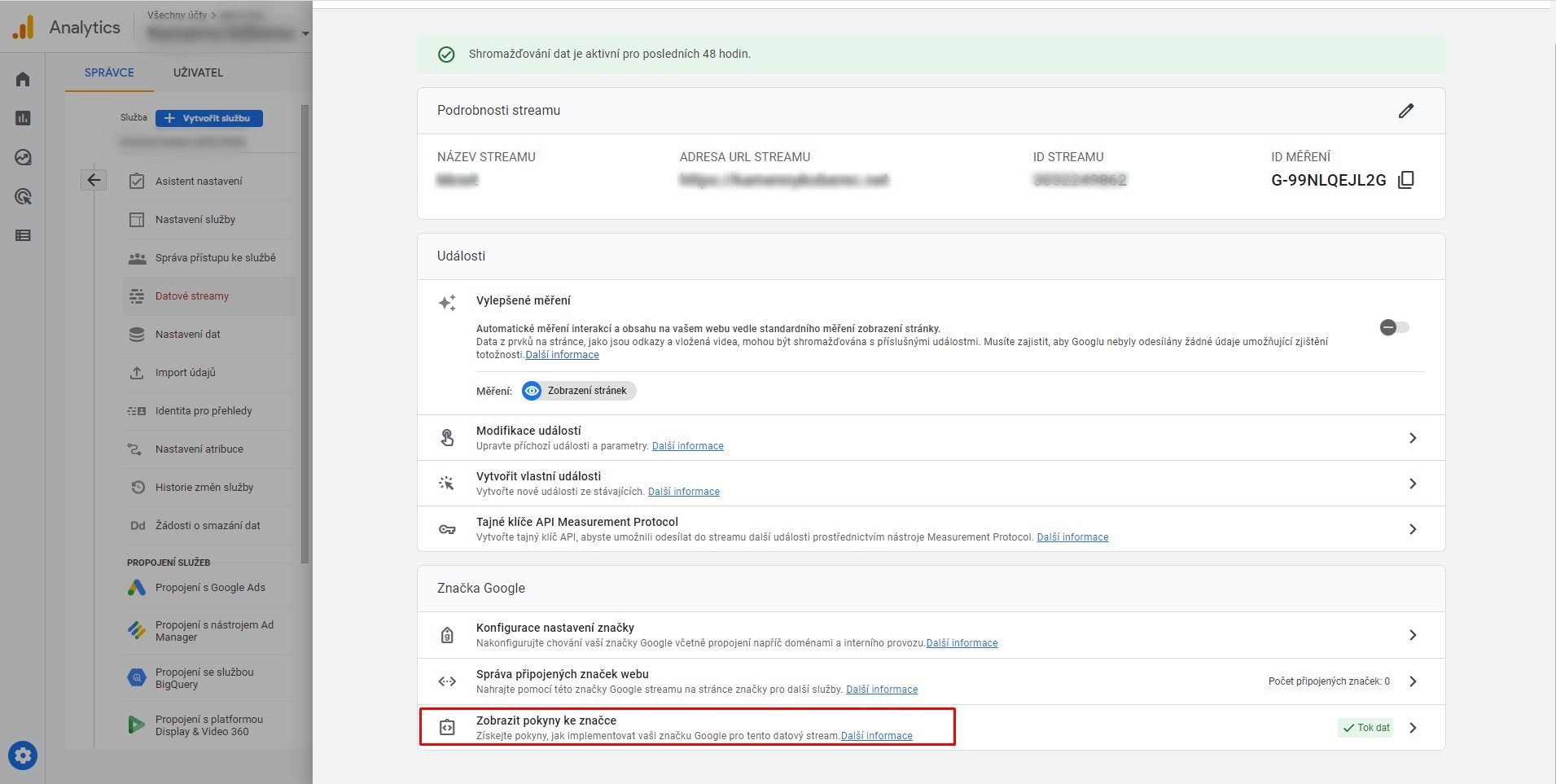 GA4 - kde najít sledovací kód návod 2