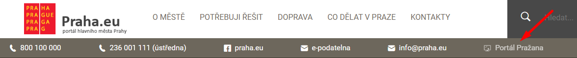 Web města Praha 