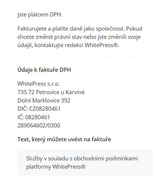 Info k fakturaci