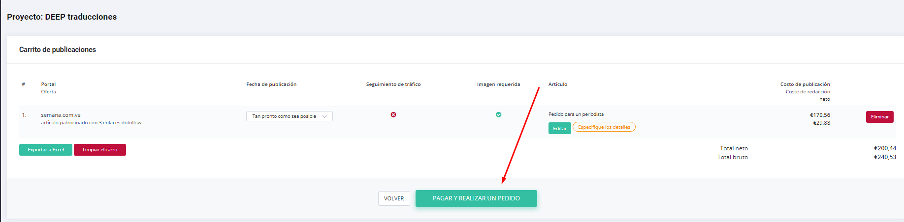 Pagar y realiza el pedido