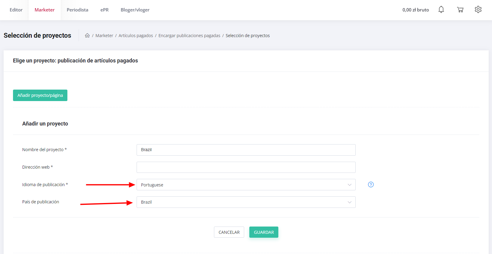 Brazil platform project ES