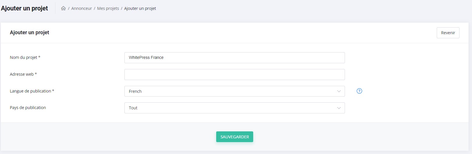 Ajouter un projet