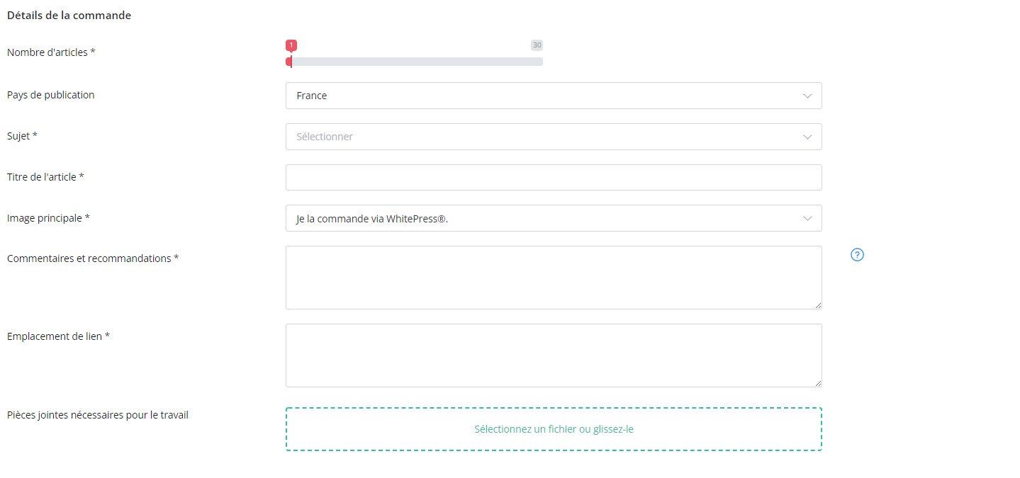 Détails de la commande